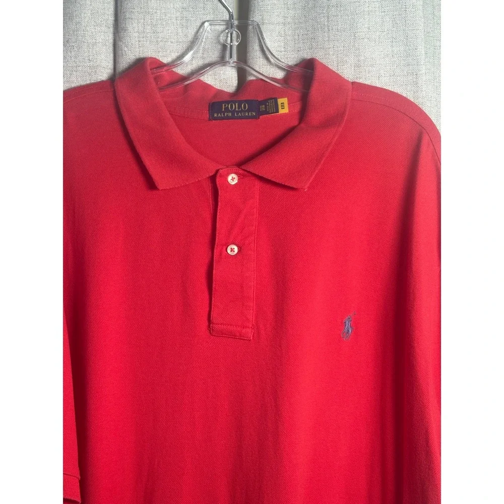 Polo Ralph Lauren Men 2XB Red Pique Short Sleeve Pony Logo Polo Shirt Big & Tall